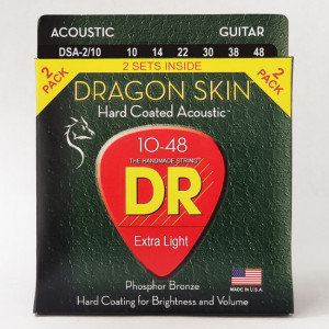 DR DSA-2/10 DRAGON SKIN™ струны для акустической гитары 10 - 48, два комплекта