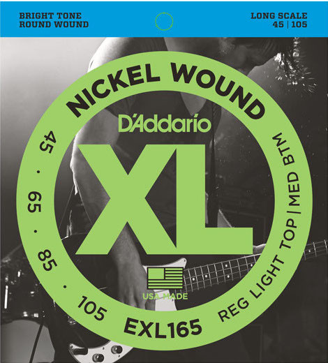 Струны для бас-гитары D'Addario EXL165 Custom Light Nickel Wound 45-105