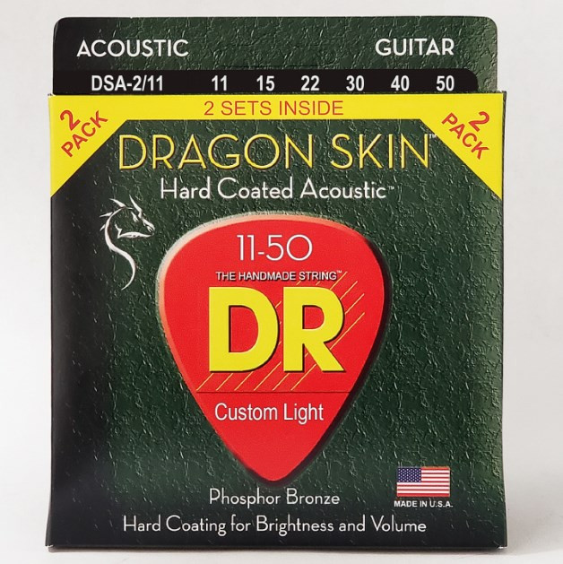 DR DSA-2/11 DRAGON SKIN™ струны для акустической гитары 11 - 50, два комплекта