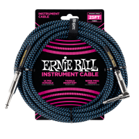 Кабель инструментальный Ernie Ball 6060 прямой-угловой 7,62 м, черно-синий