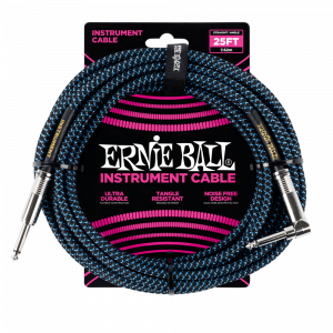 Кабель инструментальный Ernie Ball 6060 прямой-угловой 7,62 м, черно-синий