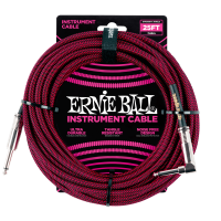 Кабель инструментальный Ernie Ball 6062 прямой-угловой 7,62 м, черно-красный