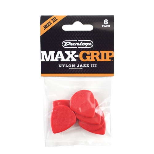 Медиатор Dunlop 471P3N Max-Grip Nylon Jazz III 1.38 мм красные 6 шт