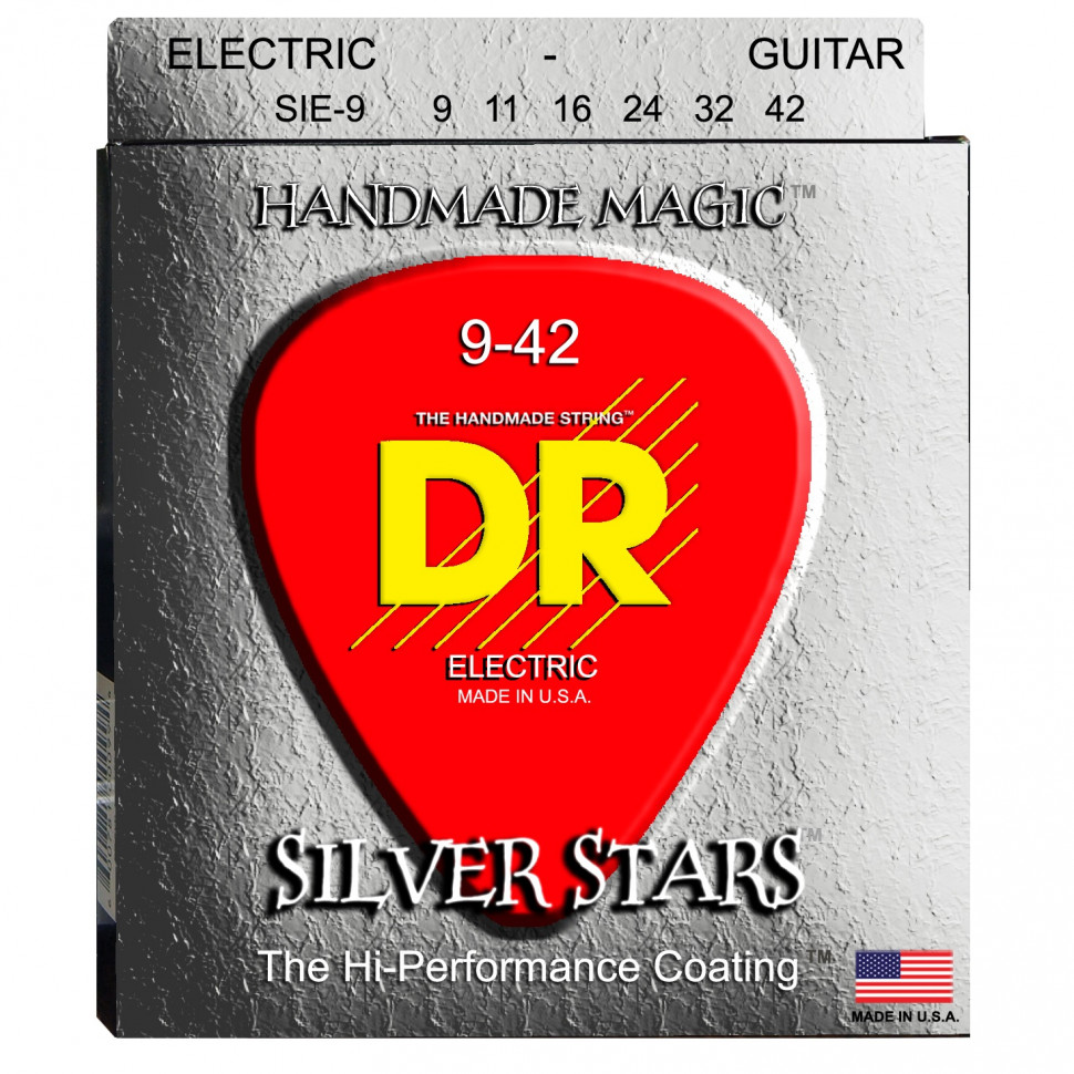 DR SIE-9 SILVER STARS™ струны для электрогитары посеребрёные 9 - 42