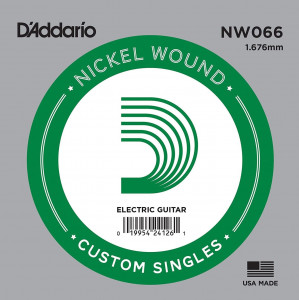 D'Addario NW066 - одиночная струна для электрогитары .066 обмотка никель
