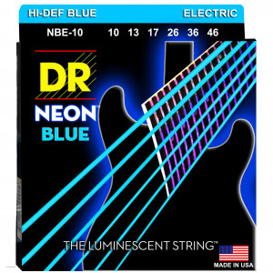 DR NBE-10 HI-DEF NEON™ струны для электрогитары, с люминесцентным покрытием, синие 10 - 46
