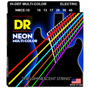 DR NMCE-10 HI-DEF NEON™ струны для электрогитары, с люминесцентным покрытием, разноцветные 10 - 46