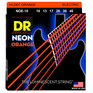 DR NOE-10 HI-DEF NEON™ струны для электрогитары, с люминесцентным покрытием, оранжевые 10 - 46
