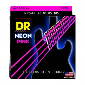 DR NPB-45 HI-DEF NEON PINK струны для бас-гитары 45-105 с люминисцентным покрытием